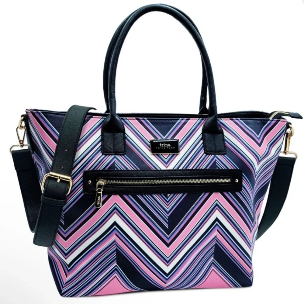 Trina Turk Chevron Print Tote  w/ Crossbody Strap NWT MSRP $148